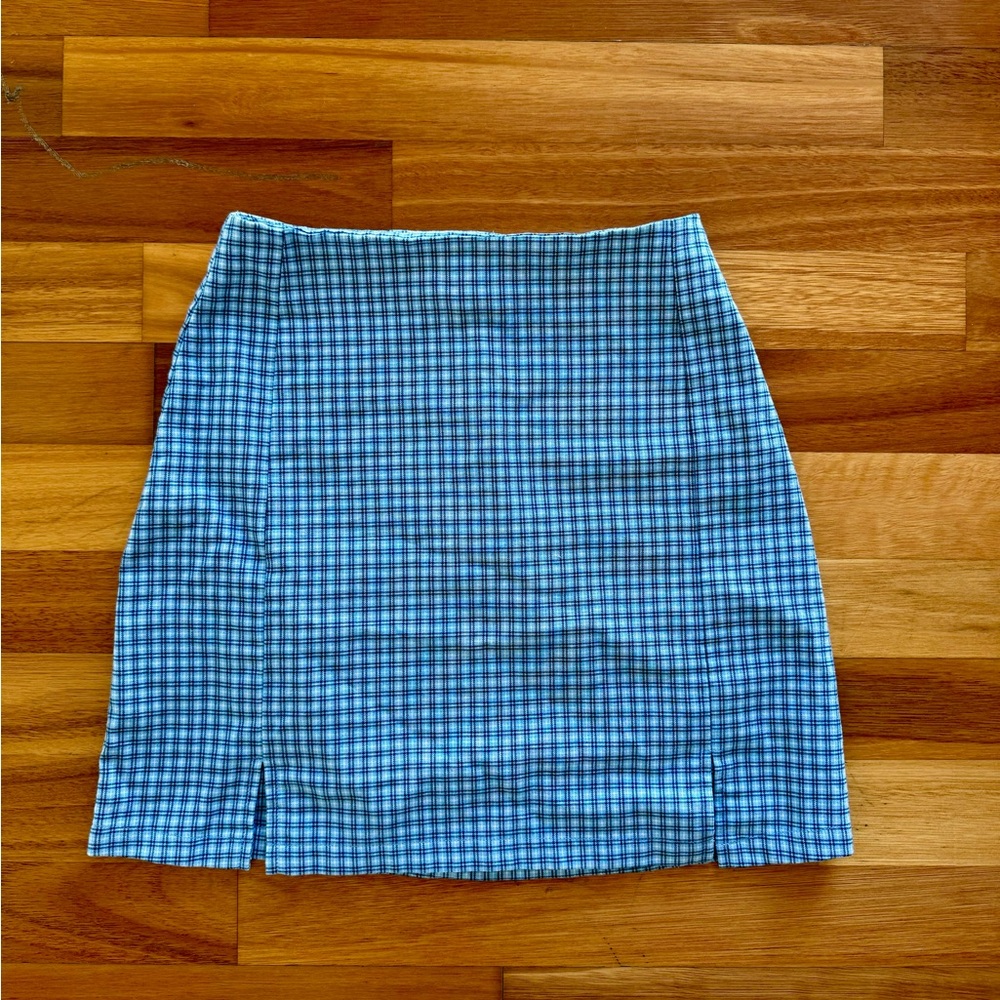 Brandy Melville blue plaid mini skirt size XS